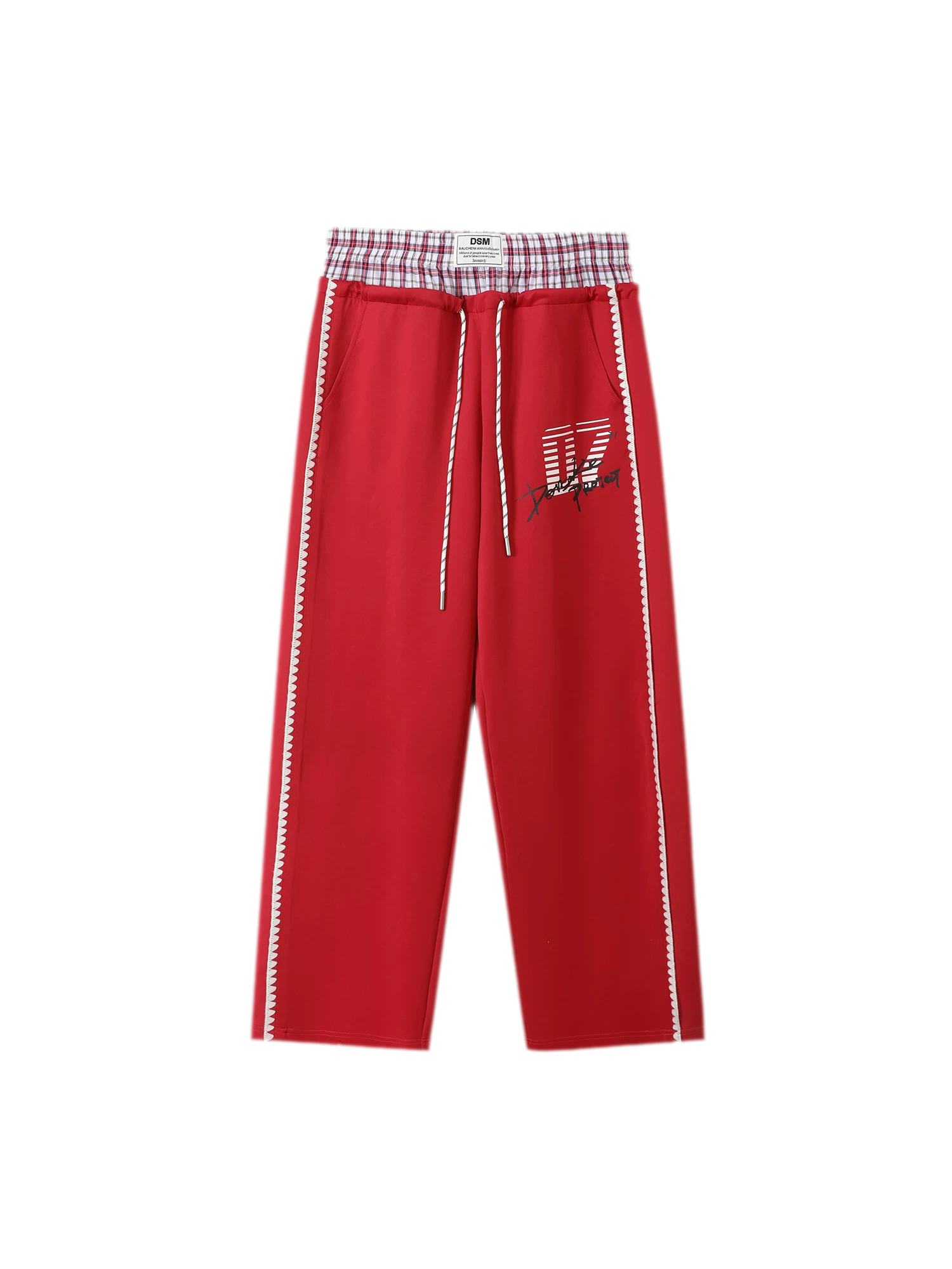 Shell Embroidery Graffiti Print Double Waist Pants