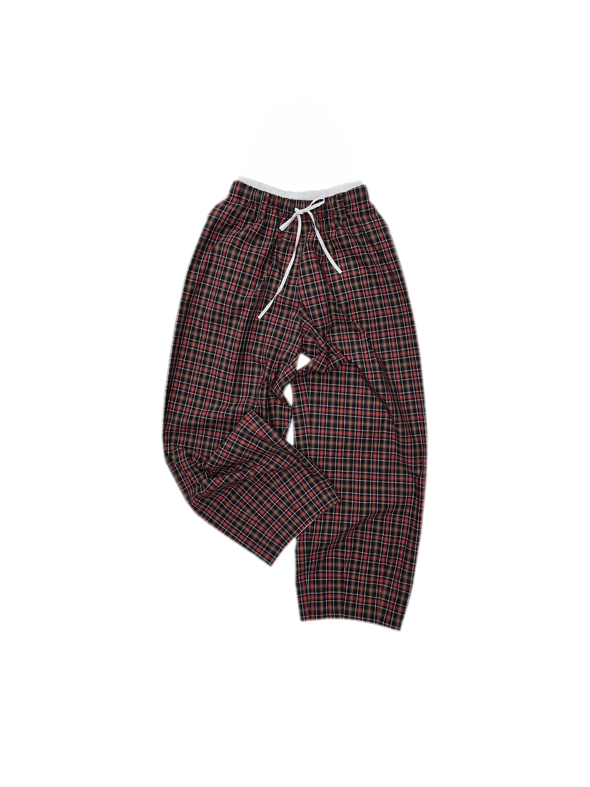 Contrast Plaid Wide-Leg Pants