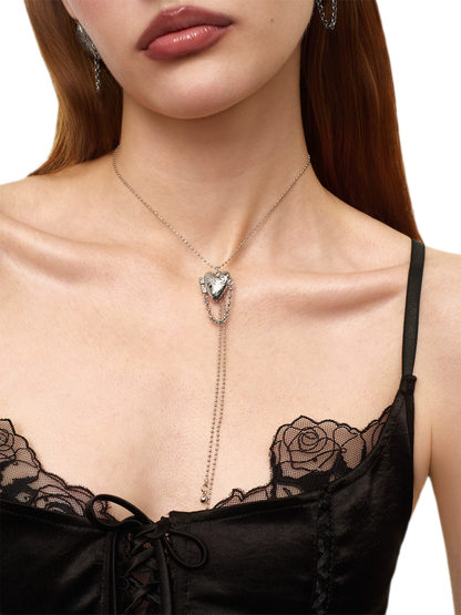 Y-Shaped Heart Tassel Necklace