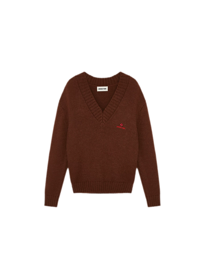 Wool Ribbed V-Neck Sweater