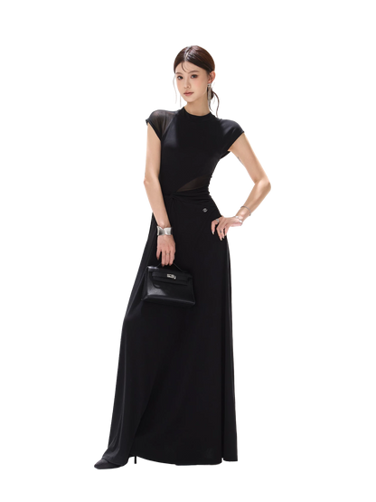 Black Swan Prologue Knot Mesh Sleeve Waist Dress