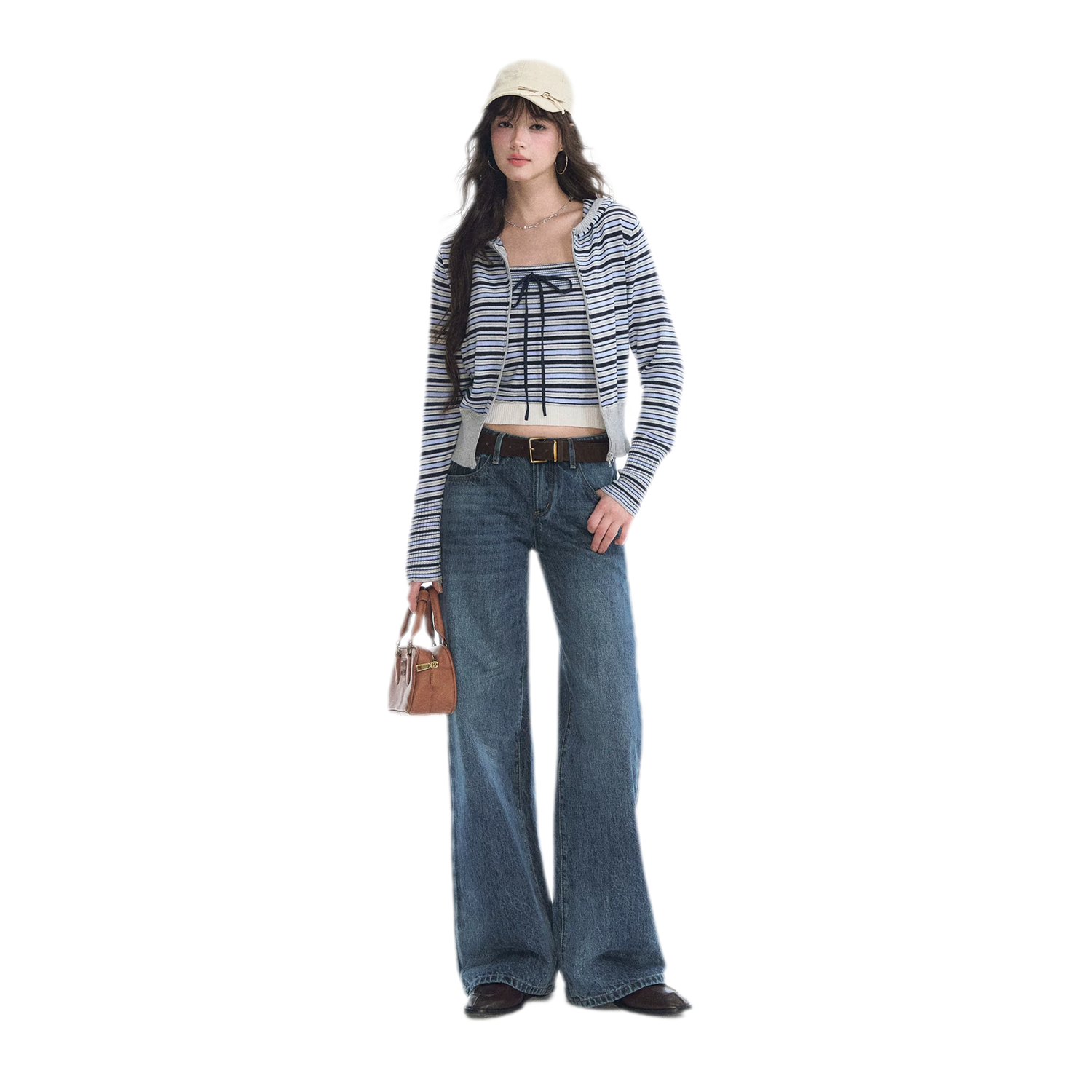 Washed Bow Embroidered Jeans