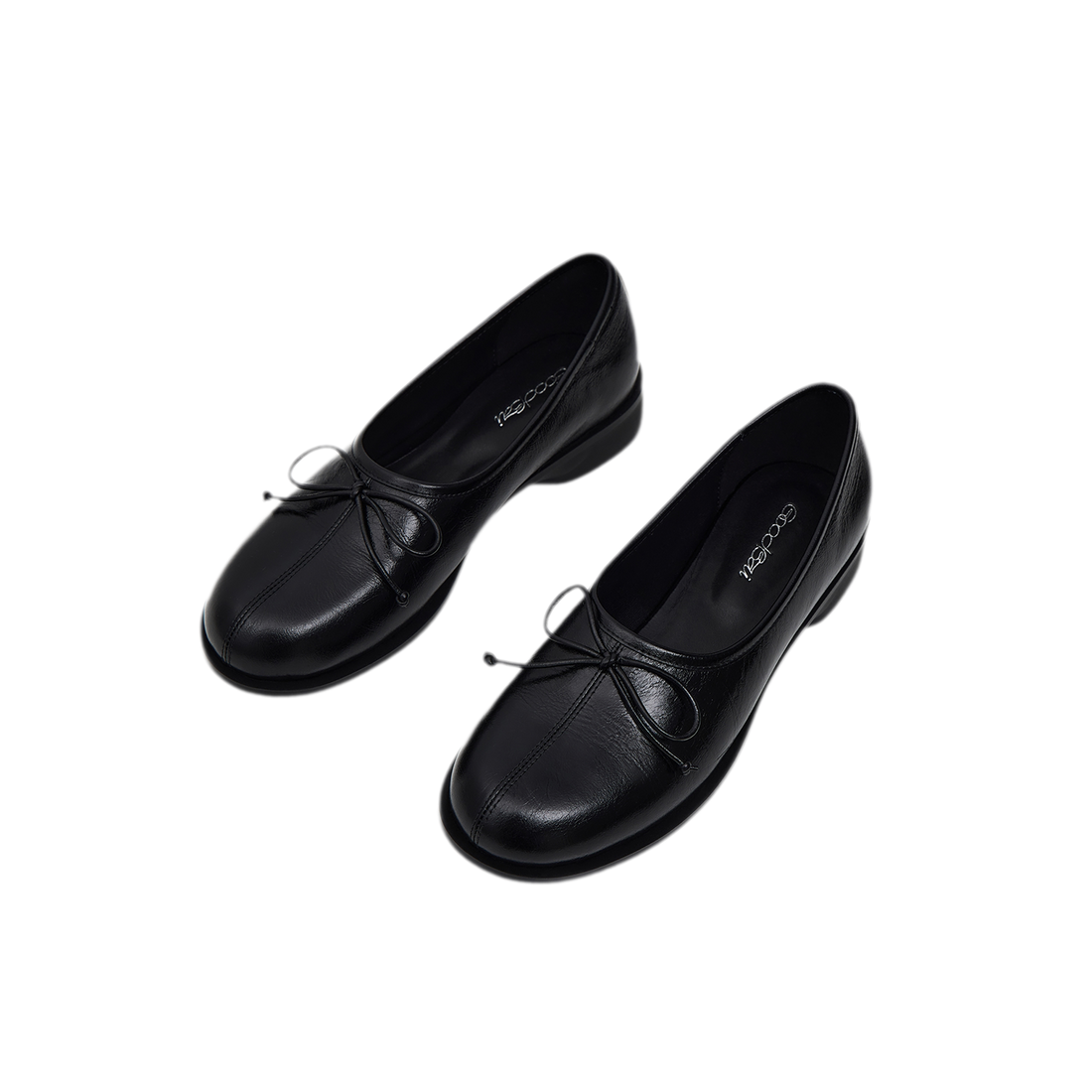 Oiled Leather Bow Ballet Flats