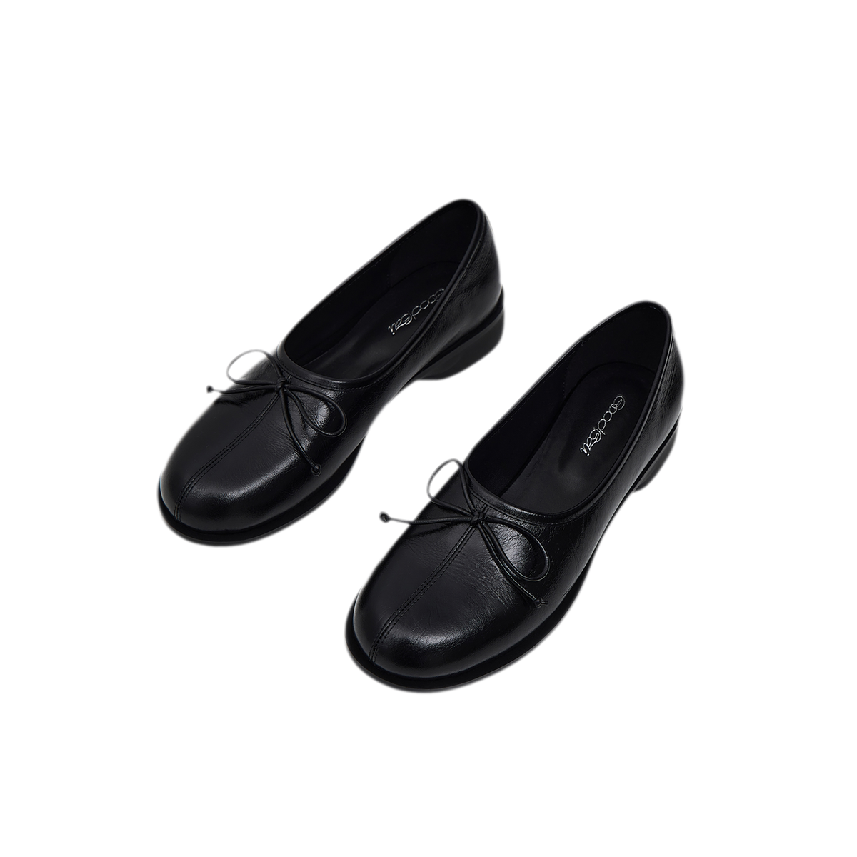 Oiled Leather Bow Ballet Flats
