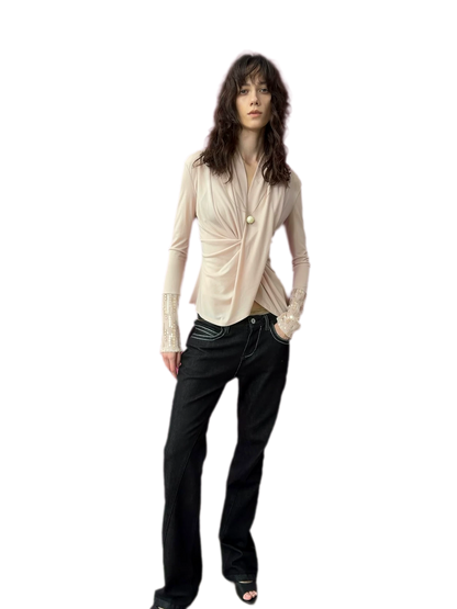 Sequin Draped Ruched Top