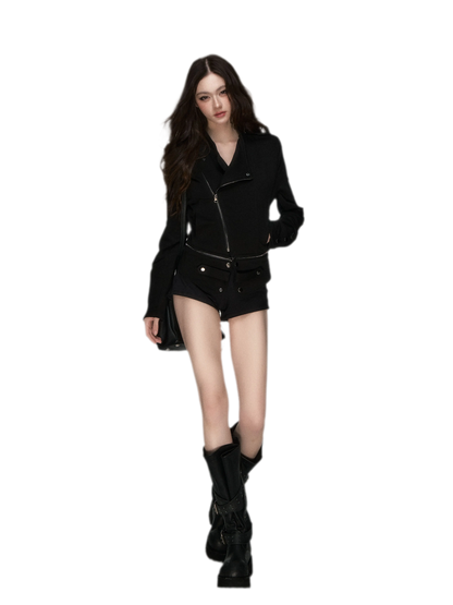 Metal Zip Cropped Hoodie