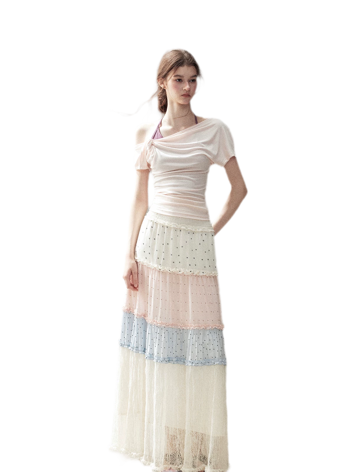 Asymmetric Twist Off-Shoulder Tee
