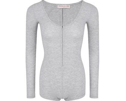 Ribbed Knit Slim Romper