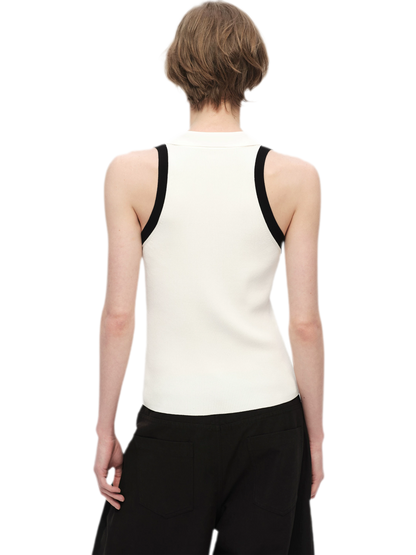 Contrast Rib Polo Tank