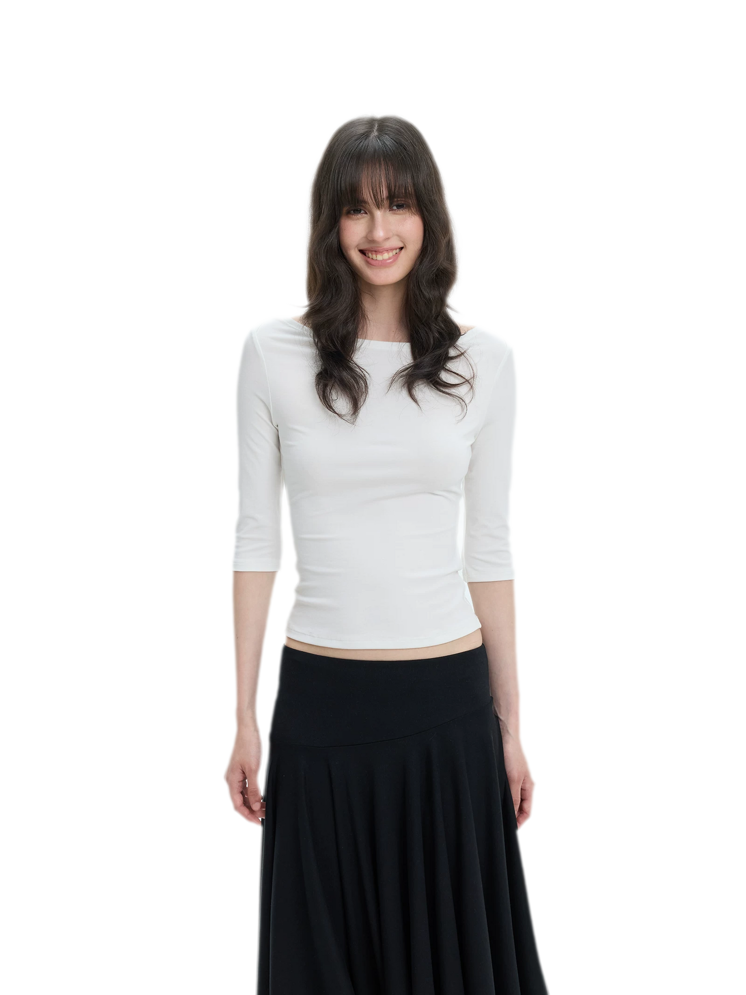 Lyocell Boat Neck Knit Top