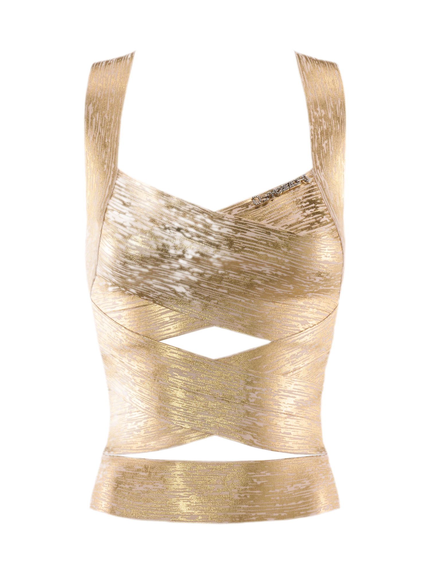 Gold Crisscross Strap Slim Fit Top
