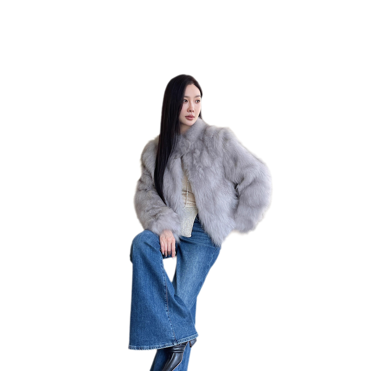 Gradient Fox Fur Jacket