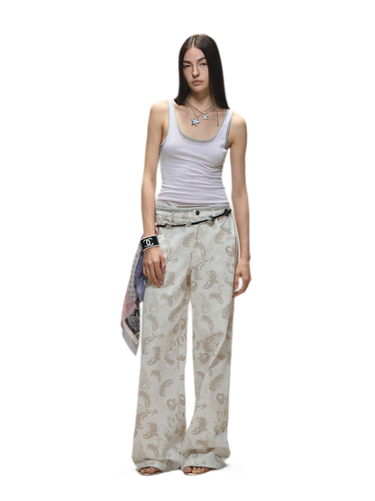 Original Paisley Print Washed Straight-Leg Jeans