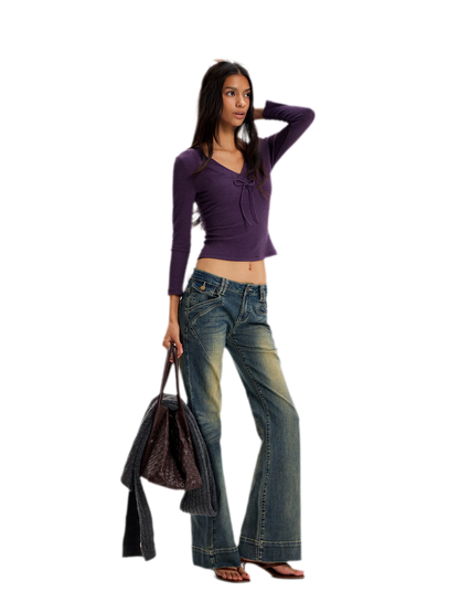 Vintage Washed Flared Jeans