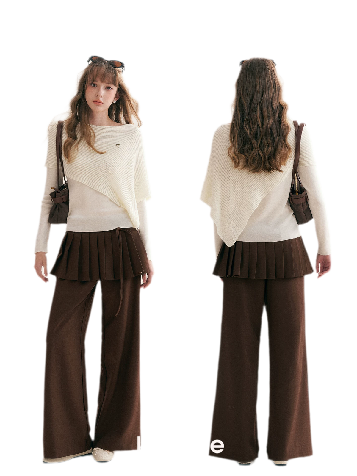 Pantalon plissé drapé à jambes larges