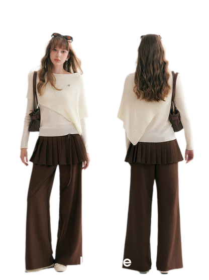 Pantalon plissé drapé à jambes larges