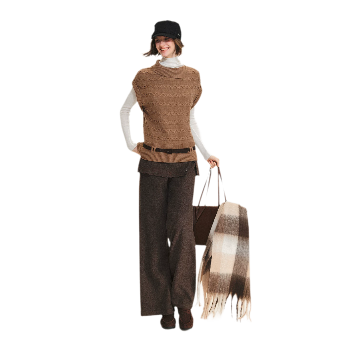 Weicher karierter Oversize-Schal mit Fransen