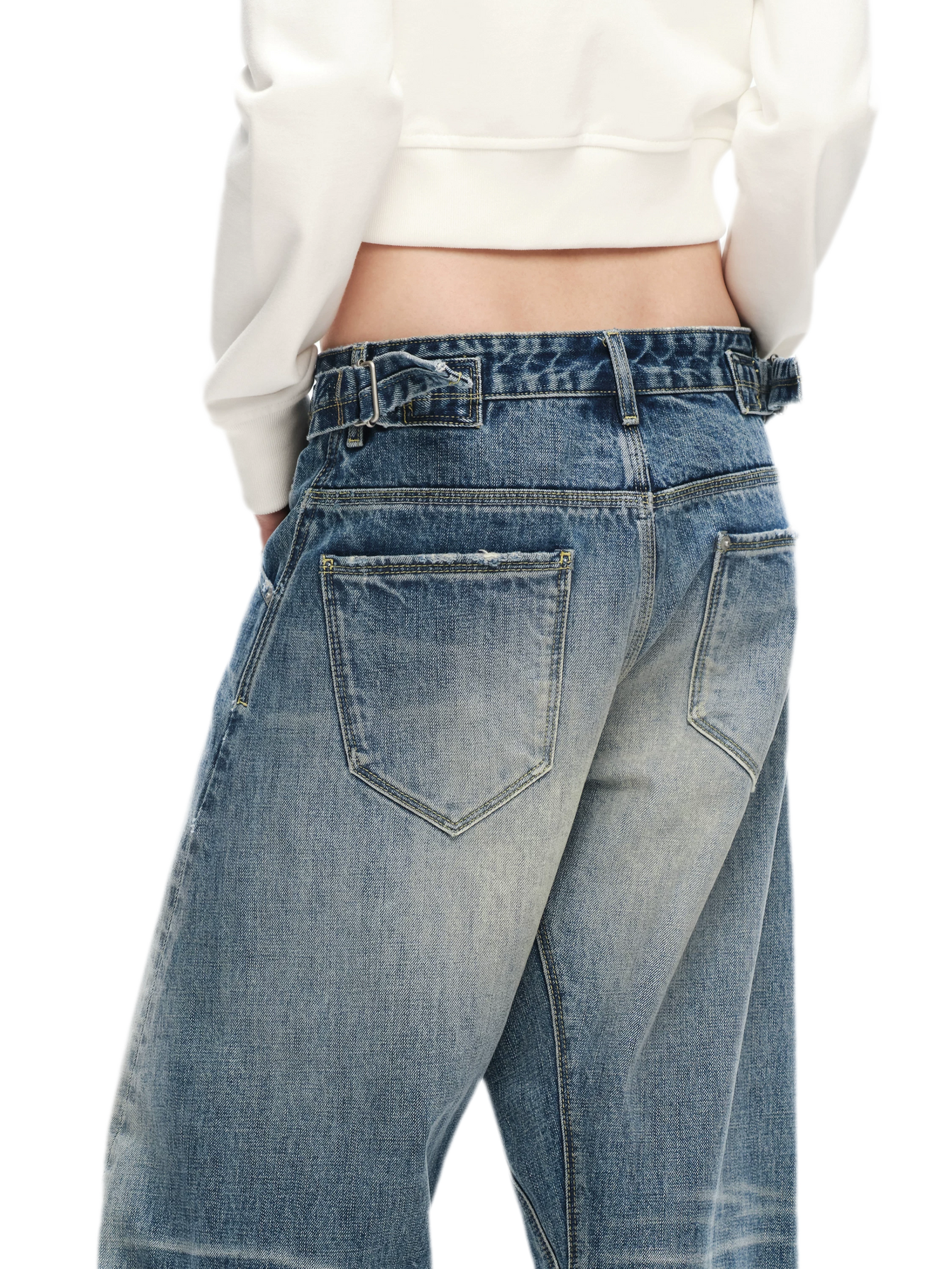 Vintage Washed Wide-Leg Jeans