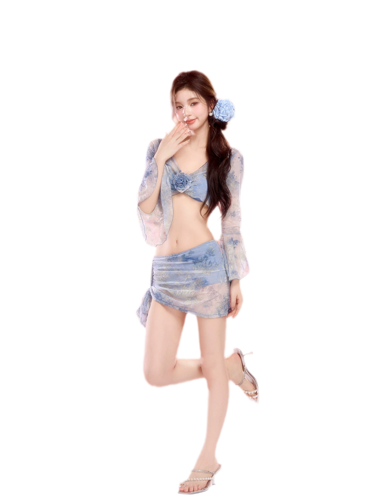 Blue Skirted Swim Set