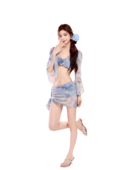 Blue Skirted Swim Set