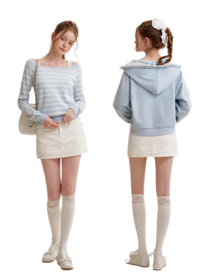 Bow A-Line Denim Skirt