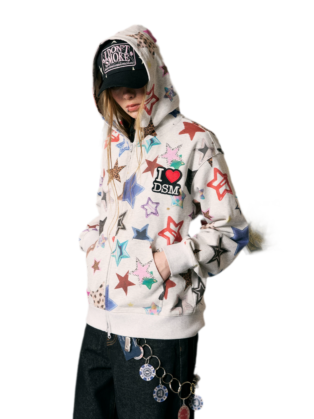 Star Print Loose Fit Hoodie