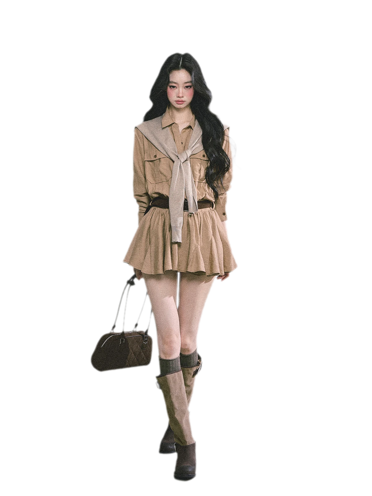 Plaid Petal Panel Mini Dress