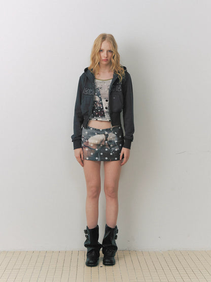Patchwork Print Mini Skirt