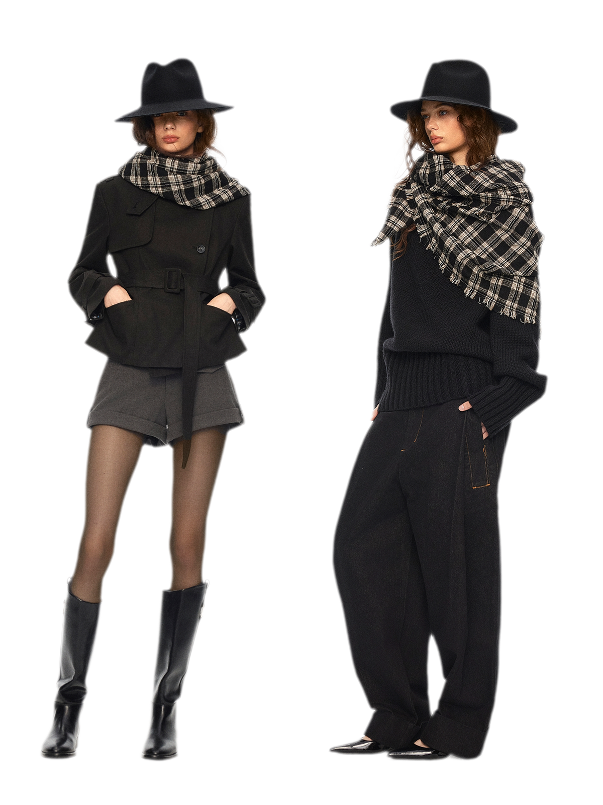 Wool Plaid Fringed Scarf