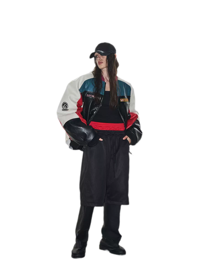 Color-Blocked Embroidered Padded Jacket