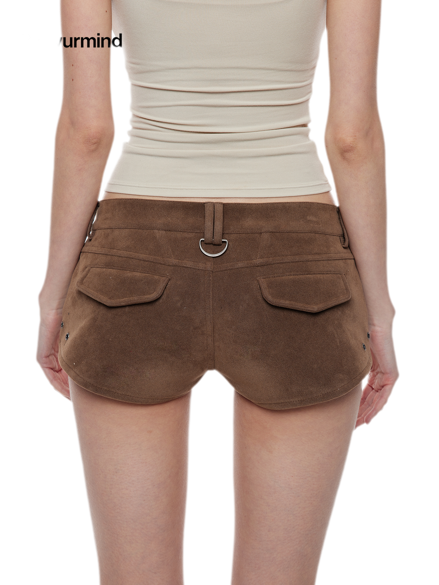 Suede-Effect Low-Rise Shorts