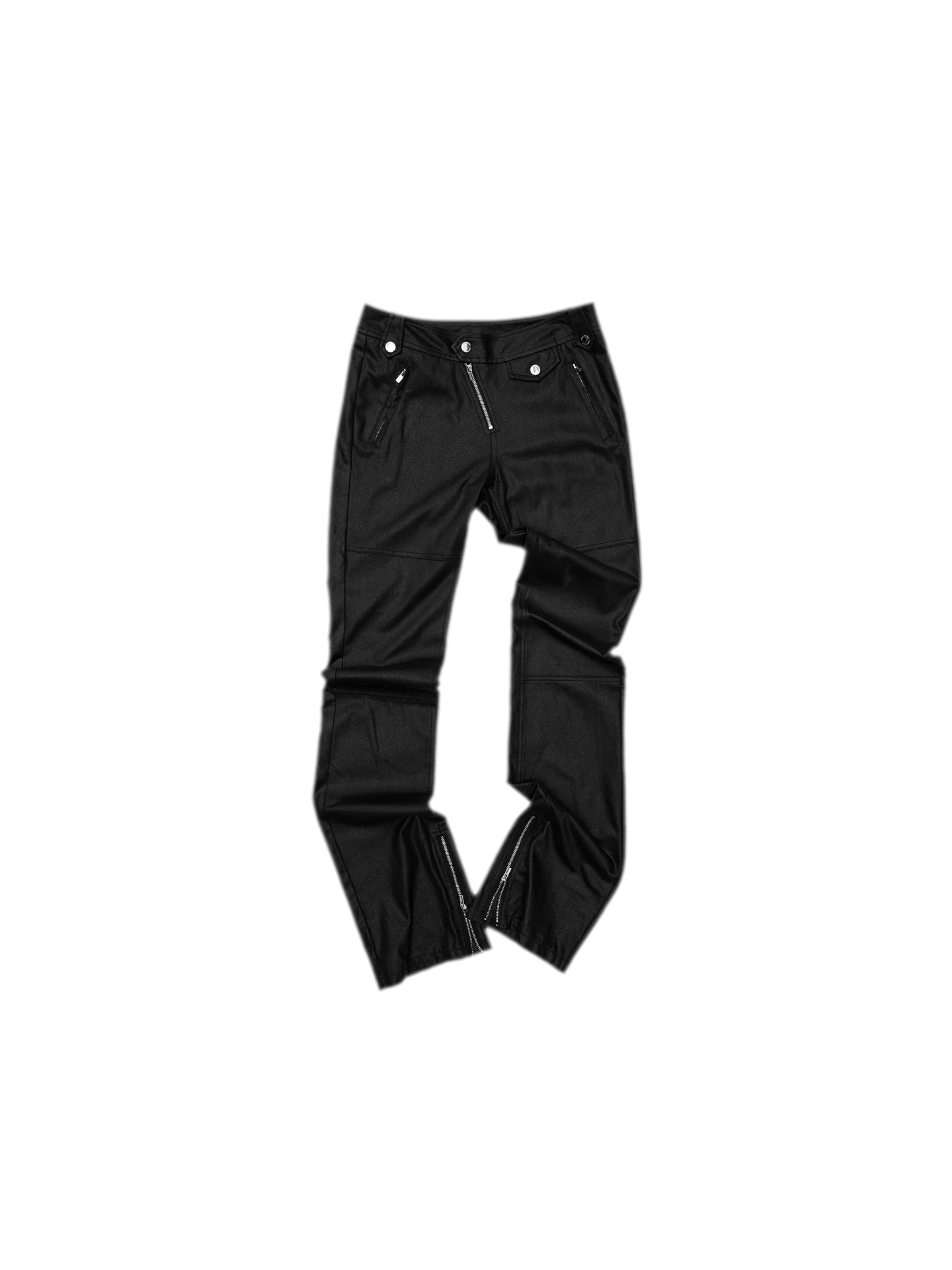 Washed Leather-Look Slim Pants