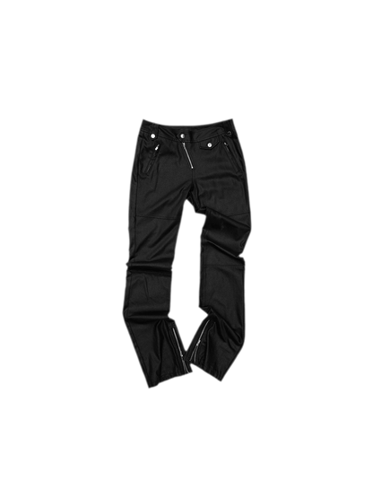 Washed Leather-Look Slim Pants