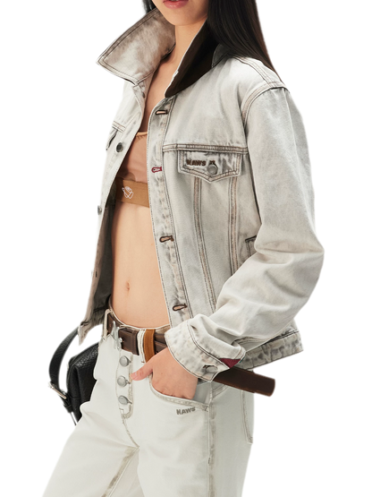 Washed Cropped Denim Jacket
