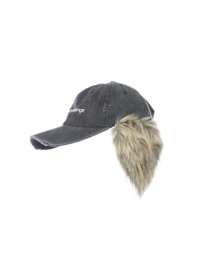 Distressed Faux Fur Cap