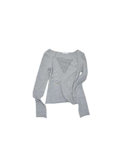 Haut à col en V avec découpes et strass