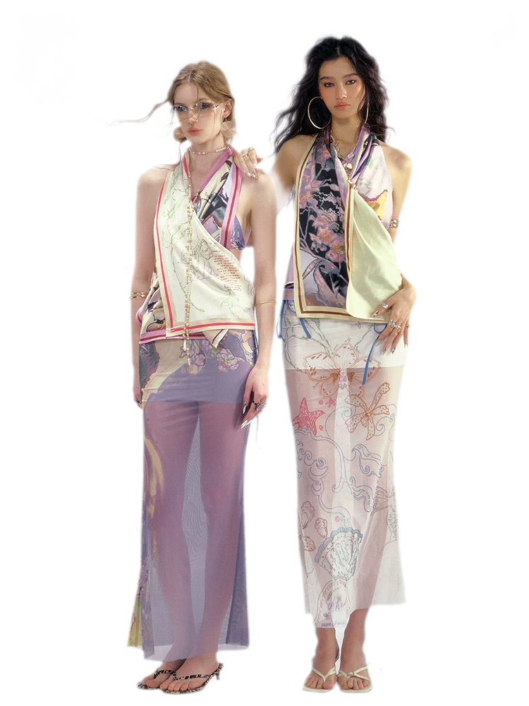 Island Climate Printed Mesh Camisole &amp; Skirt Set