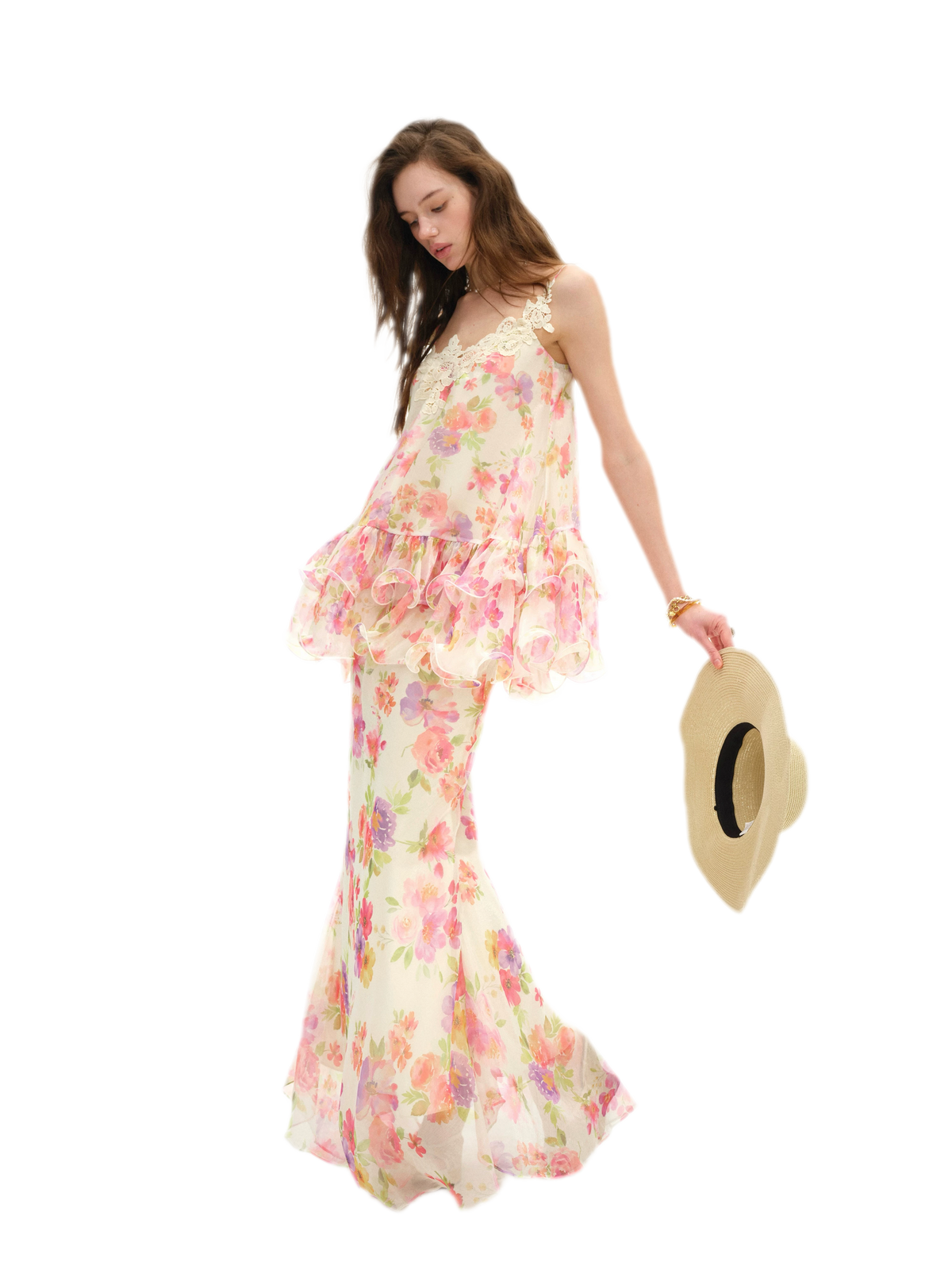 Watercolor Lace Fishtail Dress Set