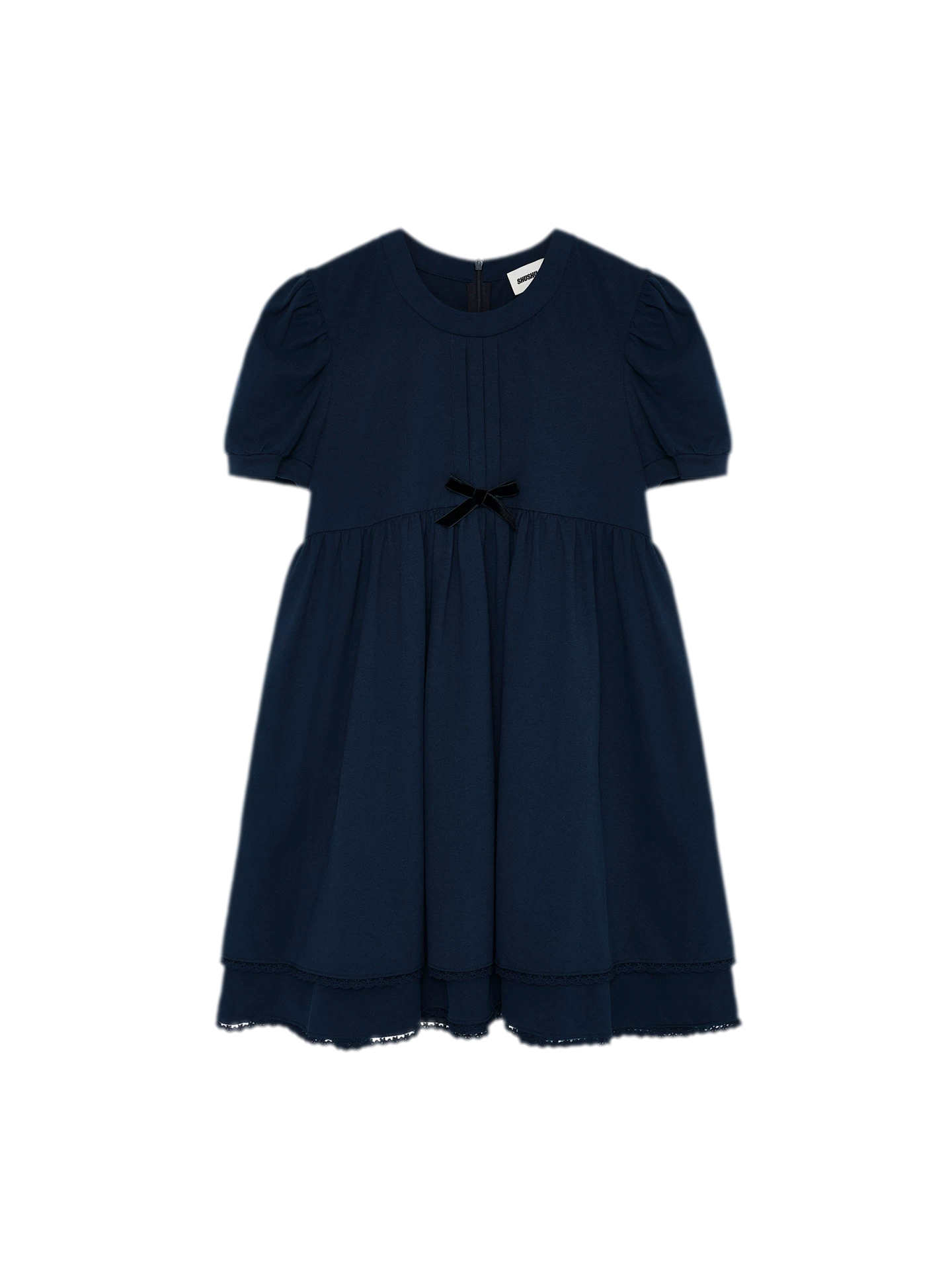 Cotton Puff Sleeve Bow Dress