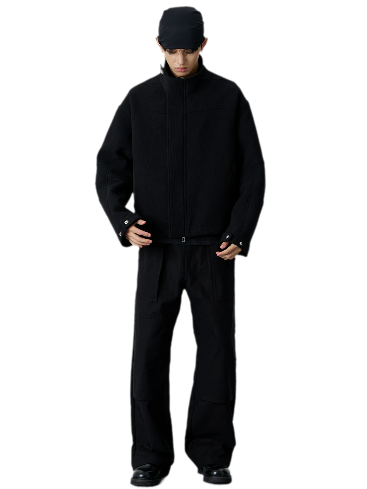 Wool Blend Stand-Collar Jacket