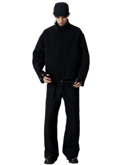 Wool Blend Stand-Collar Jacket