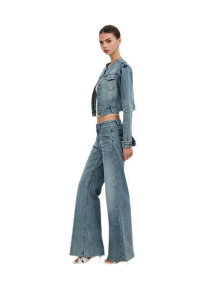 Washed Cat-Whisker Flare Jeans