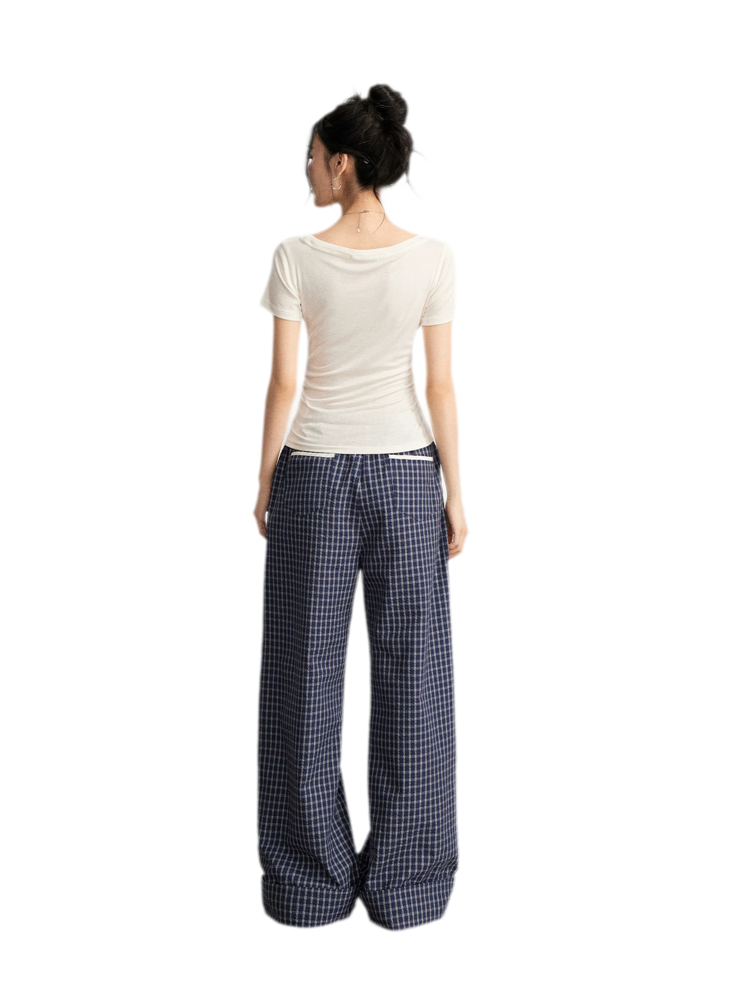Plaid Wide-Leg Trousers