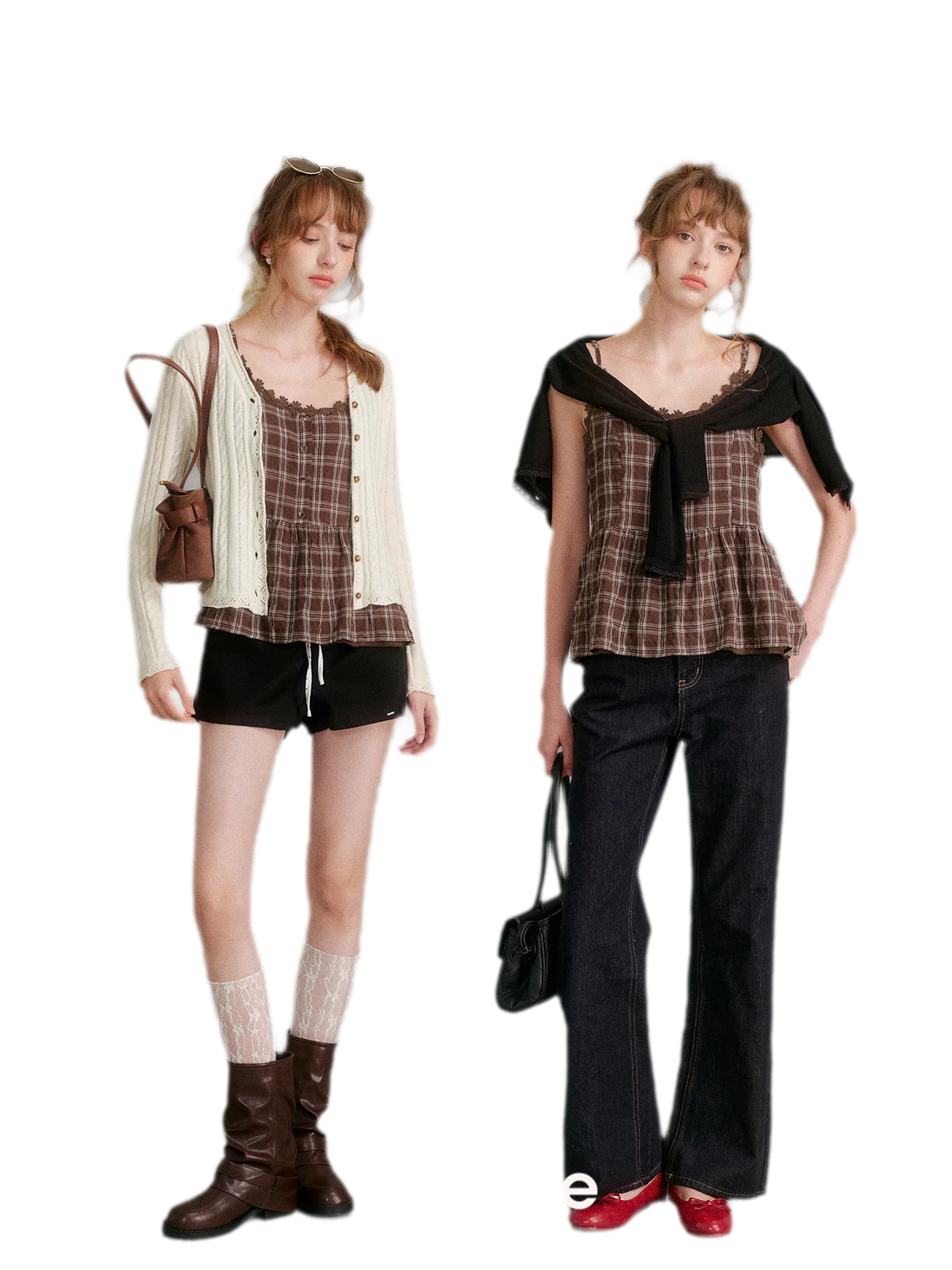Textured Plaid Lace Top