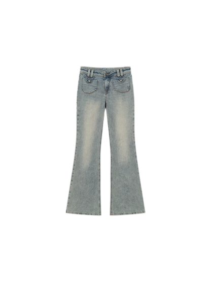 Vintage Wash Micro-Flare Jeans