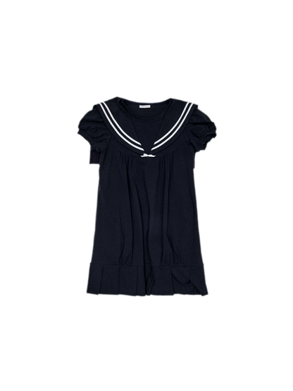 Retro Navy Collar Pleated Dress