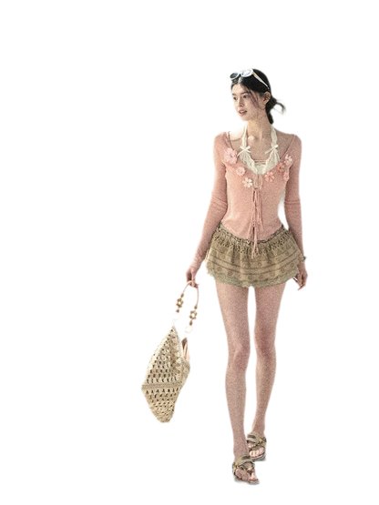 "Private Petals" French-style Sun Protection Cardigan