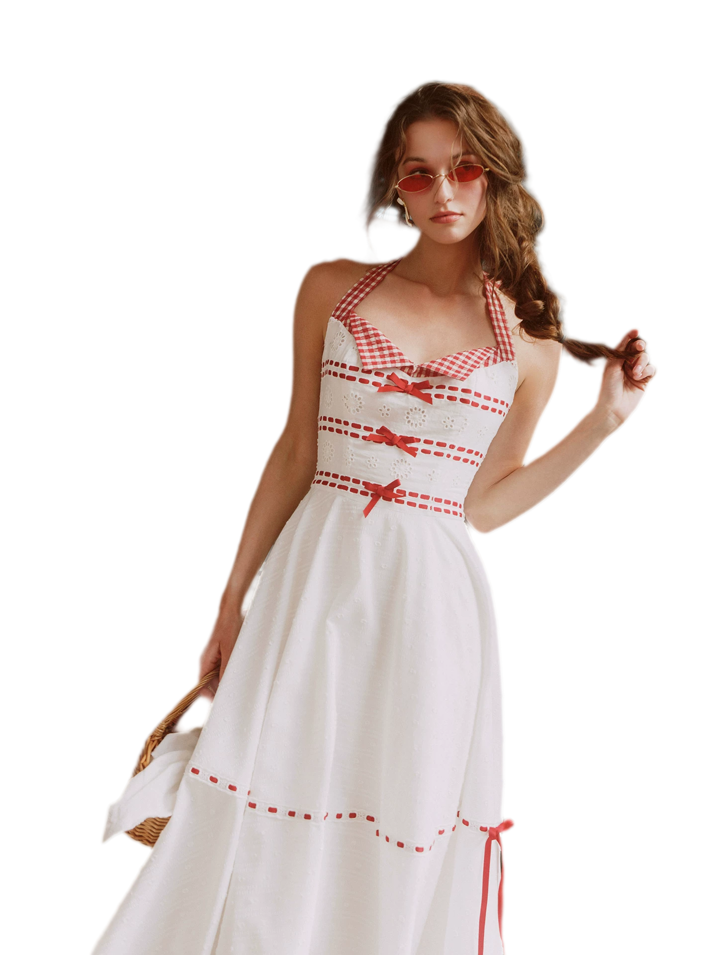 Cotton Embroidered Halter Dress