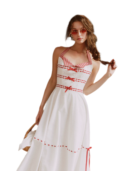 Cotton Embroidered Halter Dress