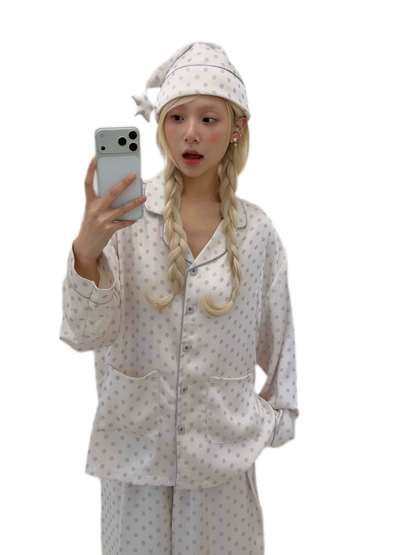 Glossy Polka Dot Pajama Set